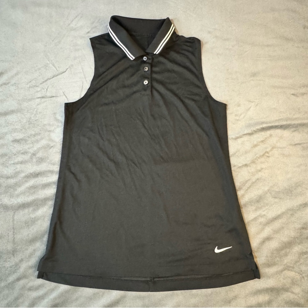 🌟5 for $25 | Nike Black Sleeveless Polo with White Trim

#1093